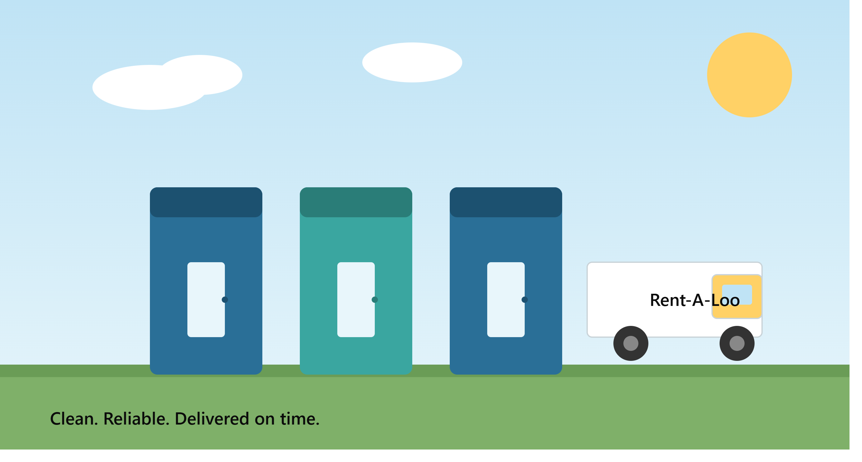 Portable restroom ready for rental delivery